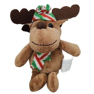 Greenbrier International Toys Brown Moose Plush Stuffed Animal Christmas Hat Sca